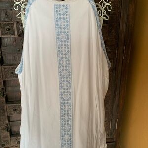 Chic Cato White and Blue embroidered Patterned halter top